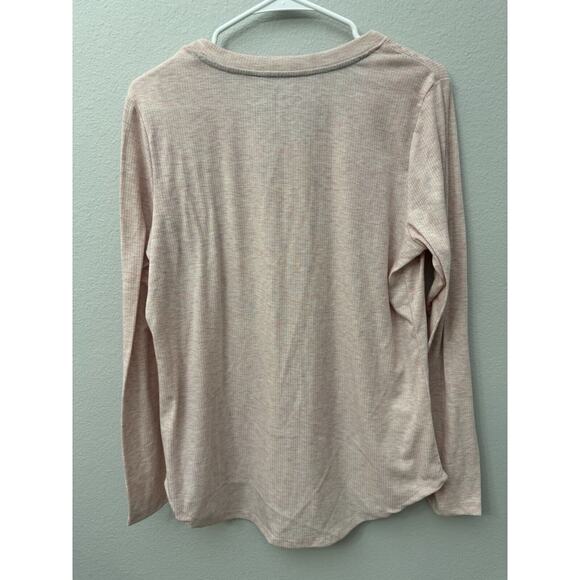 Eddie Bauer Sleepwear Womens Top Henley Scoop Waffle Knit Long Sleeve Gray M - Picture 2 of 6